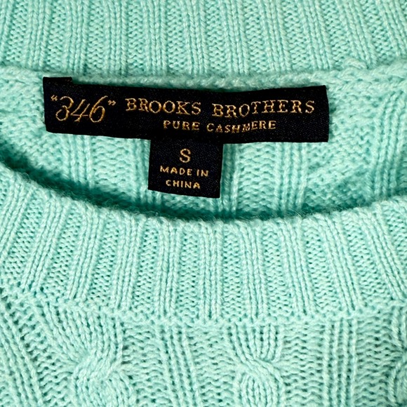 Brooks Brothers 346 Pure Cashmere Cable Knit Sweater Womens Small S Aqua - Picture 3 of 3